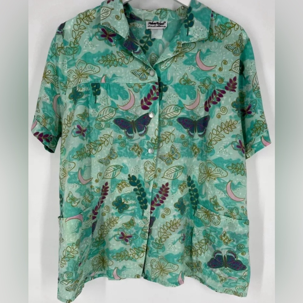 Vintage Moth & Moon Button Up Blouse